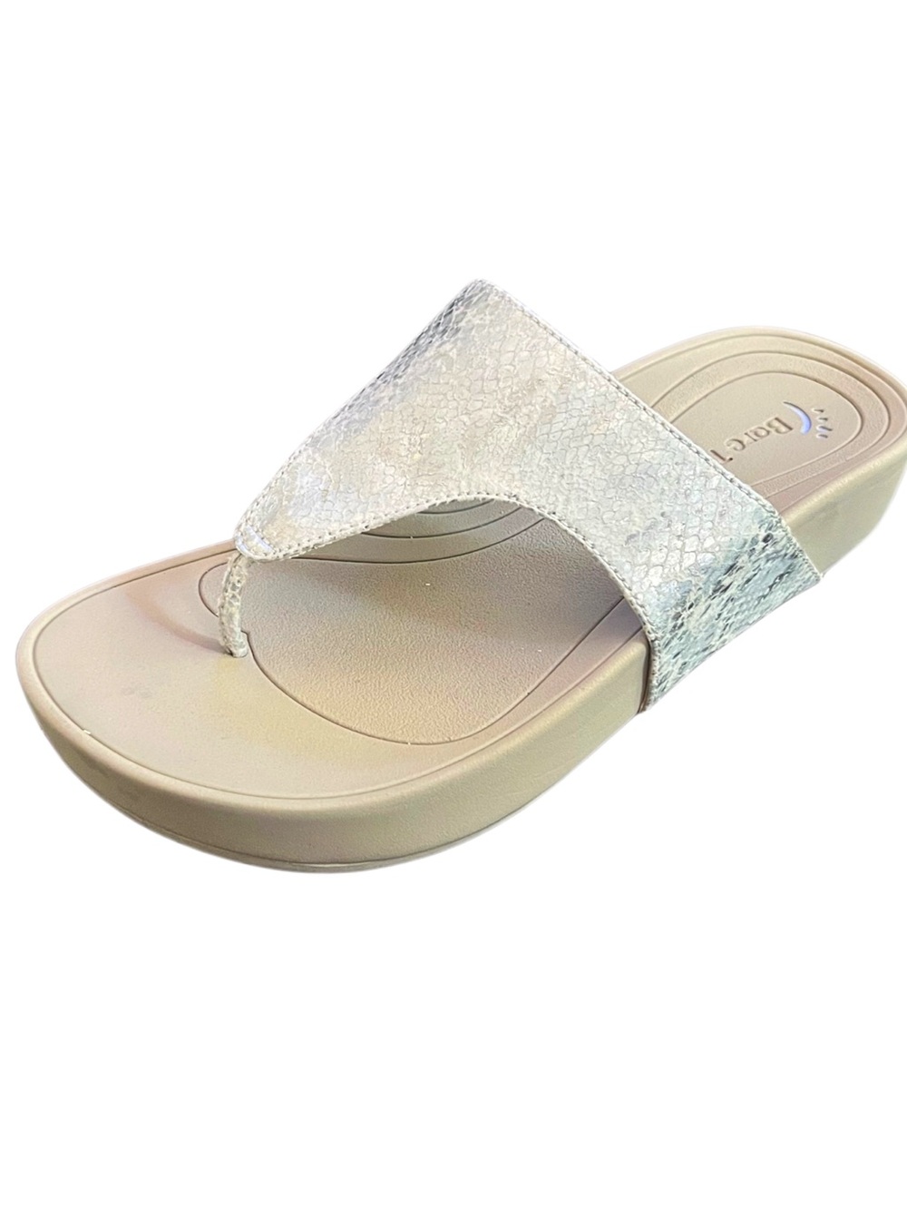 BareTraps Silver Pearl Snake-Print Thong Sandal Sz 8
